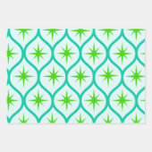 Grüne Sternexplosionen aus dem Mittelalter auf Oge Geschenkpapier Set (Vorderseite 3)