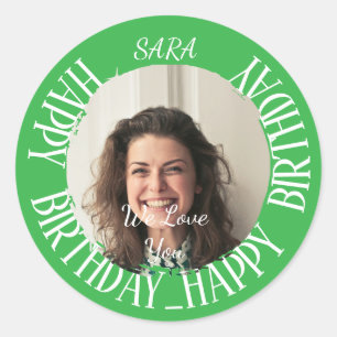 Grüne Sticker zum Geburtstag vollständig anpassbar