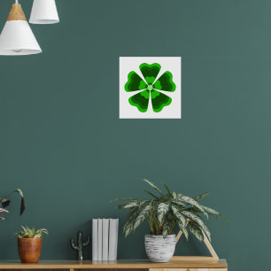 Grüne stilisierte Retro-Blume Poster