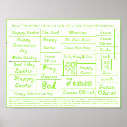 Grüne Stoffe Schriftart Ostermarken Beschriftungen Poster (Vorne)