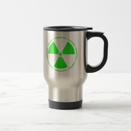 Grüne Strahlungs-Symbol-Tasse mit Text Reisebecher (Rechts)