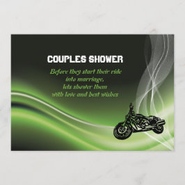 Grüne Straßenfahrer/Motorrad Hochzeitspaare Dusche Einladung