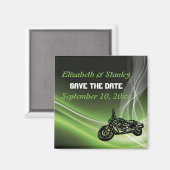Grüne Straßenfahrer/Motorradhochzeit Feiern Magnet (Vorderseite/Rückseite)