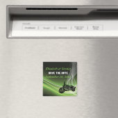 Grüne Straßenfahrer/Motorradhochzeit Feiern Magnet (In Situ (Geschirrspüler))
