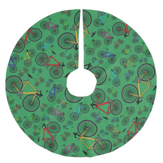 Grüne Straßenfahrräder Polyester Weihnachtsbaumdecke (Vorderseite)