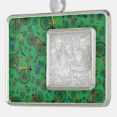 Grüne Straßenfahrräder Rahmen-Ornament Silber (Links)