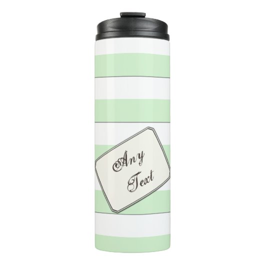 Grüne Streifen auf beliebiger Farbe, beliebiger Te Thermosbecher (Vorderseite)