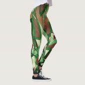 Grüne Streifen auf braunem, tropfendem Bild Leggings (Rechts)