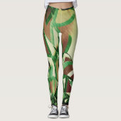 Grüne Streifen auf braunem, tropfendem Bild Leggings (Vorderseite)