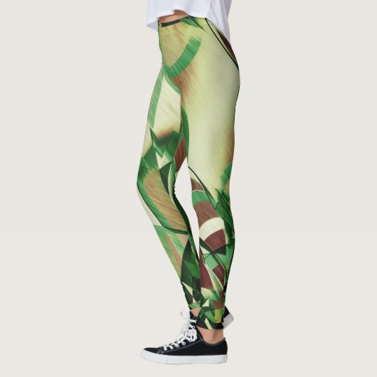 Grüne Streifen auf braunem, tropfendem Bild Leggings (Links)