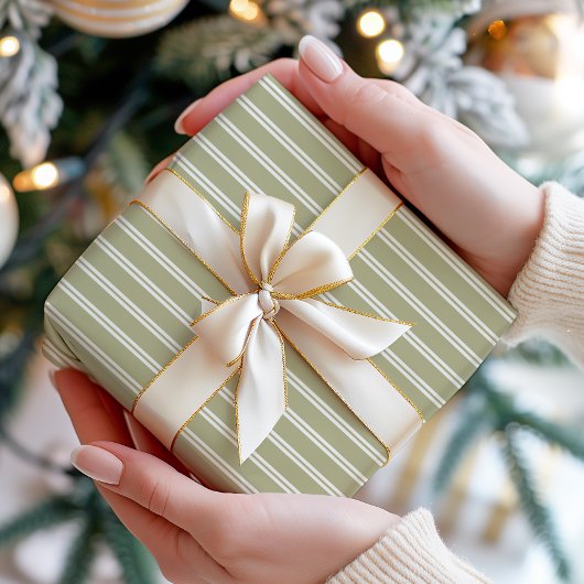 Grüne Streifen aus Minimalistischem Käfig Geschenkpapier