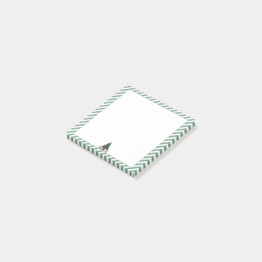 Grüne Streifen, Christbaum mit Geschenk Post-it Klebezettel (angewinkelt)