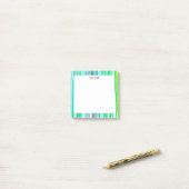 Grüne Streifen CUSTOM Chic Monogram Personalisiert Post-it Klebezettel (Auf Schreibtisch)