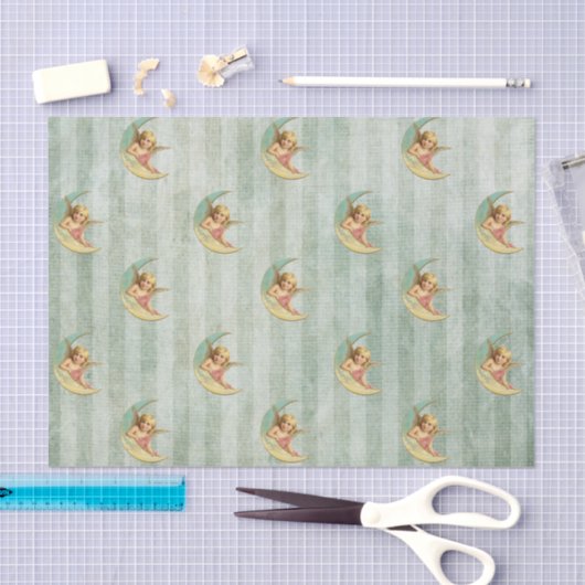 Grüne Streifen des viktorianischen Engelsages Seidenpapier (Handwerk)