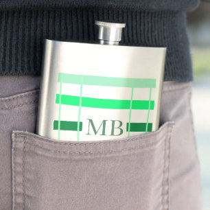 grüne Streifen dicke Monogramm Name Titel Buchstab Flachmann
