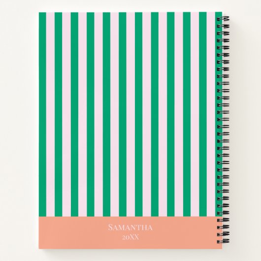 Grüne Streifen farbenfrohe Karos-Diary-Notebook Notizblock (Rückseite)