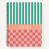 Grüne Streifen farbenfrohe Karos-Diary-Notebook Notizblock (Vorderseite)