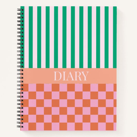 Grüne Streifen farbenfrohe Karos-Diary-Notebook Notizblock (Vorderseite)