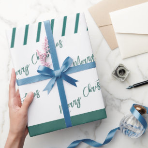 Grüne Streifen   Frohe Weihnachten Geschenkpapier