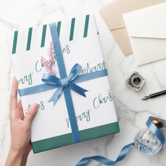 Grüne Streifen | Frohe Weihnachten Geschenkpapier (Schenken)