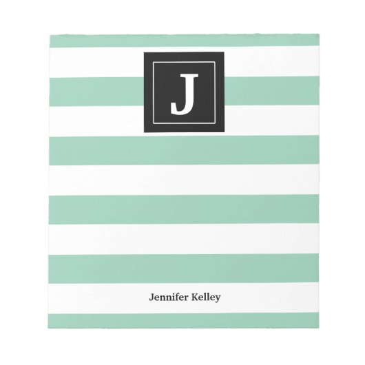 Grüne Streifen für den Editor des Monogramms, schw Notizblock (Vorderseite)