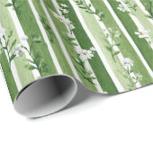 Grüne Streifen Gänseblümchen Geburtstag Geschenkpapier (Rolleneckpunkt)