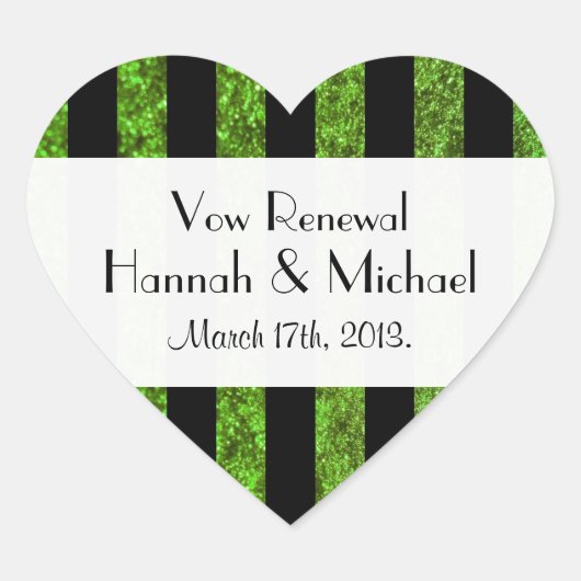 Grüne Streifen, Glitzer Streifen, Linien, Erneueru Herz-Aufkleber (Vorderseite)