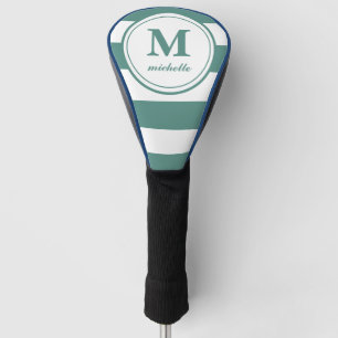 Grüne Streifen Golf personalisiert NAME mono Headcover