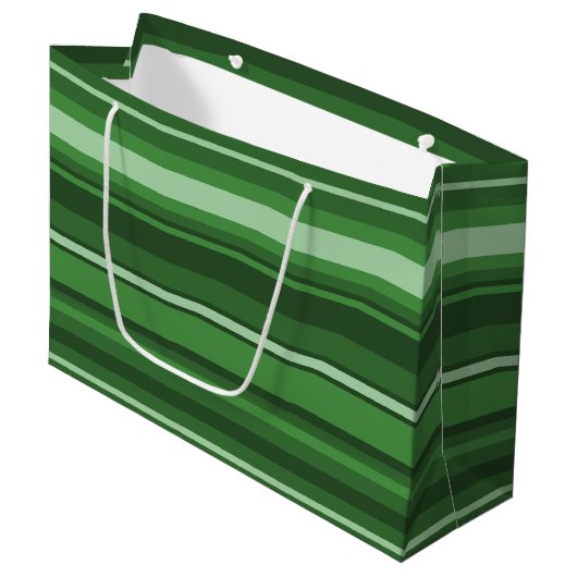 Grüne Streifen Große Geschenktüte (Vorderseite Schrägansicht)