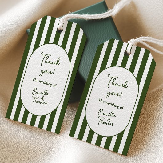 Grüne Streifen Hochzeit Geschenkanhänger