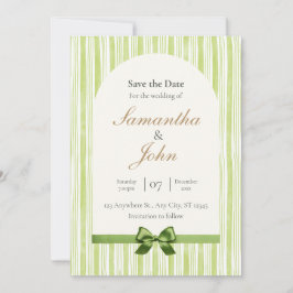Grüne Streifen-Hochzeitsankündigung mit Bogen zum Einladung