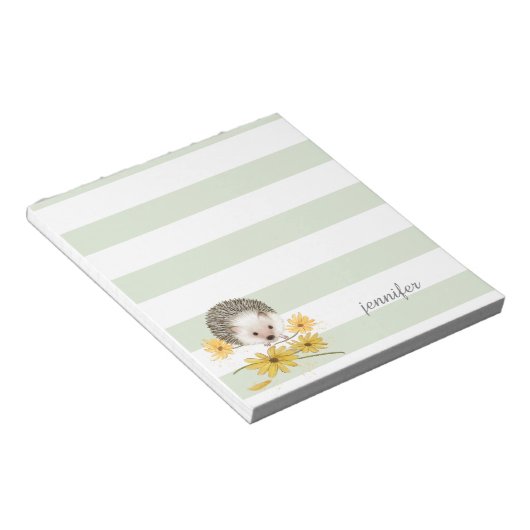 Grüne Streifen Igel Notizblock (angewinkelt)
