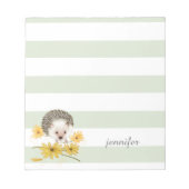 Grüne Streifen Igel Notizblock (Vorderseite)