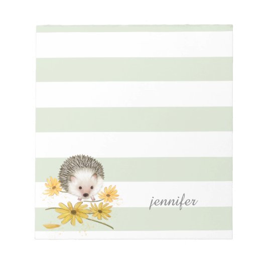 Grüne Streifen Igel Notizblock (Vorderseite)