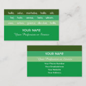 Grüne Streifen, internationale Sprachen hallo Visitenkarte (Vorne/Hinten)