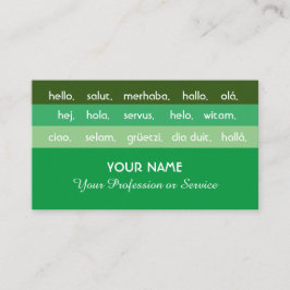 Grüne Streifen, internationale Sprachen hallo Visitenkarte