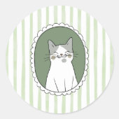 Grüne Streifen Katze Runder Aufkleber (Vorderseite)