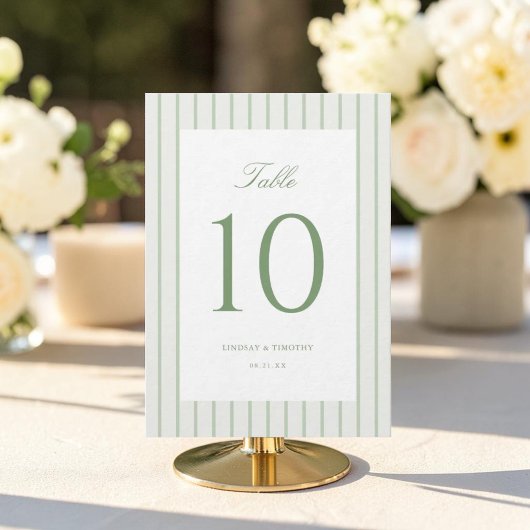 Grüne Streifen Klassische Hochzeitstischnummern