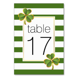 Grüne Streifen & Kleeblatte Irische Hochzeitsfeier Tischnummer