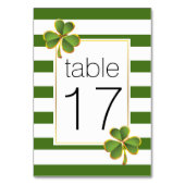Grüne Streifen & Kleeblatte Irische Hochzeitsfeier Tischnummer (Rückseite)