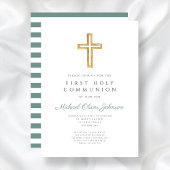Grüne Streifen kreuzen religiöse Erste Kommunion Einladung
