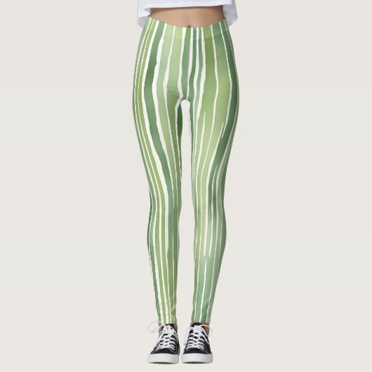 Grüne Streifen  Leggings (Vorderseite)
