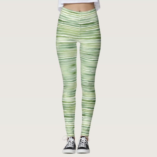 Grüne Streifen Leggings (Vorderseite)