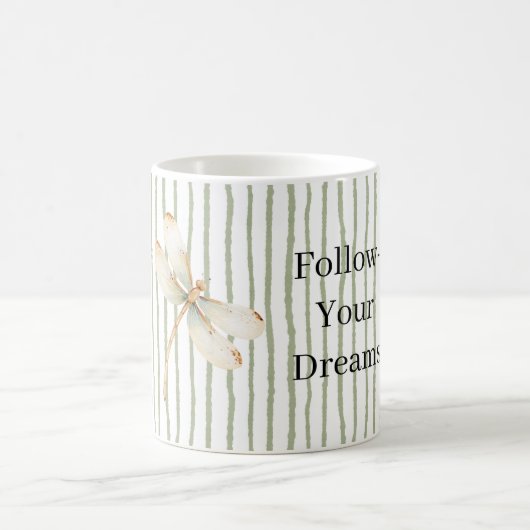 Grüne Streifen Libellen Träume Kaffeetasse (Mittel)