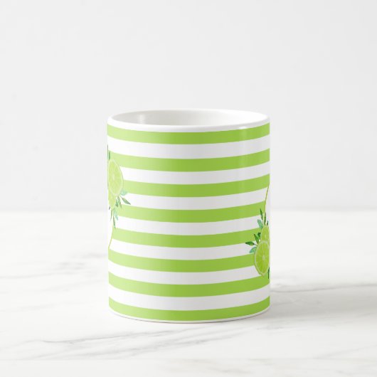 Grüne Streifen Limone Zitrusfrüchtescheiben Monogr Kaffeetasse (Mittel)