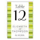 Grüne Streifen, Linien, gestreiftes Muster, Hochze Tischnummer (Vorderseite)