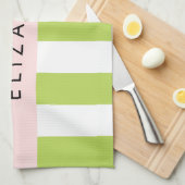 Grüne Streifen, Linien, Streifen, Ihr Name Geschirrtuch (Viertel Falte)