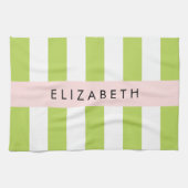 Grüne Streifen, Linien, Streifen, Ihr Name Geschirrtuch (Horizontal)