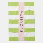 Grüne Streifen, Linien, Streifen, Ihr Name Geschirrtuch (Vertikal)