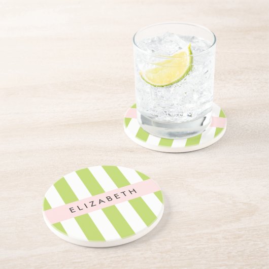 Grüne Streifen, Linien, Streifen, Ihr Name Getränkeuntersetzer (Seite)